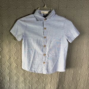 SHEIN Button Shirt Boys Size 8Y Blue Short Sleeve Button Up